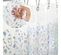 Holographic 3D EVA Shower Curtain Liner Glitter Feather, 72x72 Premium Clear Plastic Bathroom Shower Curtain with Rustproof Metal Grommets for Shower Stall, Bathtubs
