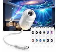 Holographic 5D Star Projector USB 2 in 1 Galaxy Night Light Flexible Goosen | Mini plastic projection lamp,indoor bedroom nursery decor,dual light function,multi-angle adjustable replaceable scene slides