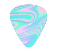 Holographic Abstract Background In Pastel Neon,12 Pcs Guitar Pick,3 Different Thickness Plectrums for Acoustic Guitar Bass Ukulele (0.46mm 0.96mm 0.71mm)