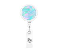 Holographic Abstract Background in Pastel Neon, Retractable Badge Holder,Badge Reels Holder with ID Clip Alligator Clip