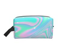 Holographic Abstract Background in Pastel NeonMakeup Trave Bag for Women,Cosmetic Large Capacity Organizer
