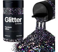 Holographic Black Glitter Shaker, 130g Chunky Glitter, Crafts 1/24" Metallic Flake Black Sequins, Resin & Epoxy Crafts, Decorating, Halloween, Christmas Nail, Face, Hemway