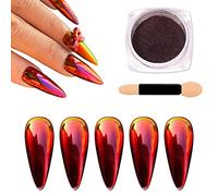 Holographic Chameleon Chrome Nail Powder Metallic Magic Mirror Effect Fine Glitter Reflective Solid Gel Dip Nails Art Polish Pigment Powder Red Black