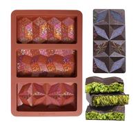 Holographic Chocolate Bar Mold, Large Thick 3-Cavity Silicone Mold for Chocolate Bars, Geometric Design, Food-Grade Non-Stick Mold for DIY Baking, Candy, and Wax Making