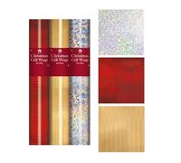 Holographic christmas wrapping paper - retro foil wrapping paper - 3 rolls of christmas wrap - silver red and gold wrapping paper - 2m x 70cm - wedding birthday xmas wrap.