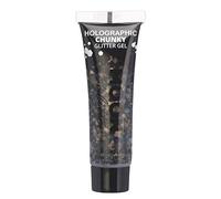 Holographic Chunky Face & Body Glitter Gel by Moon Glitter - Black - Cosmetic Festival Glitter Face Paint for Face, Body, Hair, Nails - 12ml
