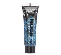 Holographic Chunky Face & Body Glitter Gel by Moon Glitter - Blue - Cosmetic Festival Glitter Face Paint for Face, Body, Hair, Nails - 12ml
