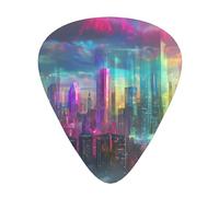Holographic City Printed pick set - 12 pieces, thin, medium and thick guitar picks, suitable for guitar, bass, electric guitar and ukulele