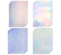 Holographic Clear Granmagazz 36 Sheets Holographic Clear Vinyl Holographic Sticker Paper, A4 Size, Sticker Iridescent Film, 4 Styles Mixed