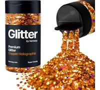 Holographic Copper Glitter Shaker, 130g Super Chunky Glitter, Crafts 1/8" Metallic Flake Copper Sequins, Resin & Epoxy Crafts, Decorating, Halloween, Christmas Nail, Face, Hemway