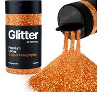 Holographic Copper Glitter Shaker, 130g Ultrafine Glitter, Crafts 1/128" Metallic Flake Copper Sequins, Resin & Epoxy Crafts, Decorating, Halloween, Christmas Nail, Face, Hemway