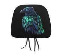Holographic Crows Ravens Fashion Car Headrest Cover Full Wrap Head Rest Protector Universal Car Seat Cover