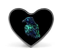 Holographic Crows Ravens Heart Shaped Enamel Brooch Pin Button Badges Decoration Hat Clothing Bag Accessories Gift Crafts