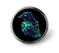 Holographic Crows Ravens Round Enamel Brooch Pin Button Badges Decoration Hat Clothing Bag Accessories Gift Crafts