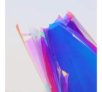 Holographic Decorative Transparent Window Film Adhesive Glass Film Chameleon Rainbow Effect for Home Decal DIY Christmas Party Decoration, 17.7Inch x 10Feet, Cool Color