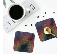 Holographic Dreams Coasters for Drinks 4 Pack Non-slip Leather Coasters Round cup mat for home Tabletop Decor 10 cm