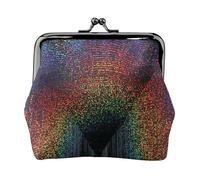 Holographic Dreams Print Double Clasp Metal Frame Leather Kiss Lock Change Pouch Wallet for Women with Keys, Small Purses