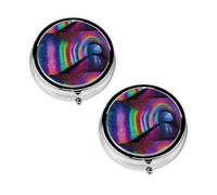 Holographic Dreams Print Pill Box 3 Compartment Medicine Pill Case,Portable for Pocket Or Purse Pill Organizer Decorative Metal Medicine Vitamin Organizer Unique Gift