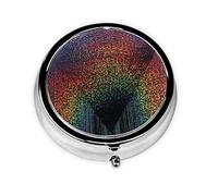 Holographic Dreams Print Round Pill Organizer 3 Compartment Pill Box Portable Medicine Pill Case for Outdoor Travel