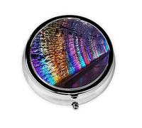 Holographic Dreams Print Round Pill Organizer 3 Compartment Pill Box Portable Medicine Pill Case for Outdoor Travel
