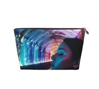 Holographic Dreams Prints PVC Leather Travel Toiletry Bag with Silver Zippers, Waterproof Cosmetic Organiser for Makeup, Toiletries & Essentials