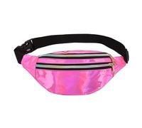 Holographic Fanny Pack - Adjustable Sports Waist Pack, Stylish Color Travel Strap Bag | Shiny Reflex Butt Bag with Zipper Pockets, Co Waist, pink, Se référer au descriptif, Refer to