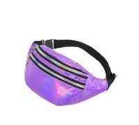 Holographic Fanny Pack for Women Men Kids Metallic Color Sport Waist Bag Belt Hologram Waist Pack for Traveling Running Partying(Purple)