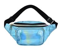 Holographic Fanny Pack for Women Shiny Waist Bag Men Hologram Hip Bum Bag Chest Pocket with Adjustable Strap for Party(Blue)