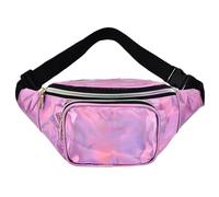 Holographic Fanny Pack Holographic Fanny Pack for Women Shiny Waist Bag Men Hologram Hip Bum Bag Chest Pocket with Adjustable Strap for Party(Purple)
