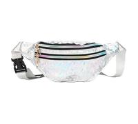 Holographic Fanny Pack Sequins Silver Waist Bag Women Shiny Gold Fanny Pack Men Chest Bag Running Belt Bag Waterproof Pocket Sports Travel Purse(Silver)