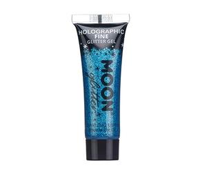 Holographic Fine Face & Body Glitter Gel by Moon Glitter - Blue - Cosmetic Festival Glitter Face Paint for Face, Body, Hair, Nails - 12ml