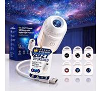 Holographic Galaxy Projector,Adjustable USB Starry Sky Night Light | Multi Pattern Slide Projection Lamp,360 Flexible Bracket Plug Play Bedroom Cosmic Night Light