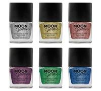 Holographic Glitter Nail Polish by Moon Glitter - Sparkle and Shine Nail Varnish - 14ml (Set of 6)