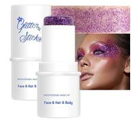 Holographic Glitter Stick - Festival Makeup Gel with Chunky Sequins, Waterproof, Sweat-Resistant & Long-Lasting, Buildable Shine, Vegan, Easy Apply & Remove, Ideal for Stage, Raves Events (Purple)
