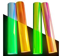 Holographic Glow in The Dark Heat Transfer Iron on Vinyl - 4 Pack 12" x 10" Luminous Chameleon HTV Vinyl Bundle Sheets for T-Shirts (4 Colors)