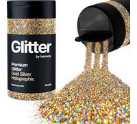 Holographic Gold Silver Glitter Shaker, 130g Chunky Glitter, Crafts 1/40" Metallic Flake Gold Gold Silver Sequins, Resin & Epoxy Crafts, Decorating, Halloween, Christmas Nail, Face, Hemway