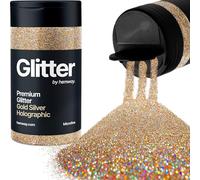 Holographic Gold Silver Glitter Shaker, 130g Microfine Glitter, Crafts 1/265" Metallic Flake Gold Gold Silver Sequins, Resin & Epoxy Crafts, Decorating, Halloween, Christmas Nail, Face, Hemway