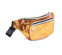 Holographic Gravel Silver Gold Pink Purple Fanny Pack For Women Grils Festival Rave Party Travel, Dark Golden Gravel, One Size