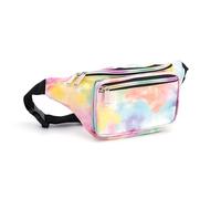 Holographic Gravel Silver Gold Pink Purple Fanny Pack For Women Grils Festival Rave Party Travel, Gradient Rainbow, One Size