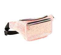 Holographic Gravel Silver Gold Pink Purple Fanny Pack For Women Grils Festival Rave Party Travel, Rose Blue Shell Gravel, One Size