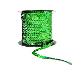 Holographic Green 6mm Sequin Trim Flat Round Strung Sequins String Costume Dressmaking (90 Meter Roll)