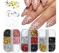 Holographic Heart & Star Nail Art Sequins,3Boxes 18Grids Sparkling Valentine's Day Glitter Sequins,Laser Heart Love Star Round Nail Glitter Manicure Design Decorations for Women Girls DIY Supplies(F)