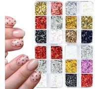 Holographic Heart & Star Nail Art Sequins,4Boxes 24Grids Sparkling Valentine's Day Glitter Sequins,Laser Heart Love Star Nail Glitter Manicure Design Decorations for Women Girls DIY Supplies (C)