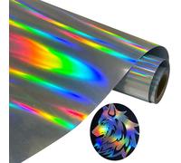Holographic Htv Reflective Rainbow Heat Transfer Vinyl Silver HTV Vinyl Rolls 10 Inch x 6 Feet Iron on Vinyl for Cricut, T-Shirts DIY Design, Silhouette Cameo & Heat Press Machine