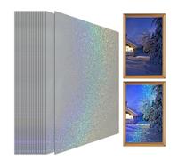 Holographic Laminating Pouches, A4 Holographic Decorative Paper Rainbow Overlay - 20 Sheets Self-Adhesive Film Easy to Cut for Craft Documents Gift Wrapping Paper Scrapbook