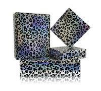 Holographic Leopard Wrapping Paper - 1 Mini Roll - 17 Inches X 9.8 Feet Black and White Metallic Shiny Gift Wrap for Birthday, Baby Shower,Christmas, Valentine's Day