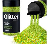Holographic Lime Green Glitter Shaker, 130g Fine Glitter, Crafts 1/64" Metallic Flake Lime Green Sequins, Resin & Epoxy Crafts, Decorating, Halloween, Christmas Nail, Face, Hemway