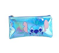 Holographic Metallic Blue Stitch Pencil Case - Large School Pencil Case with Sturdy Closure - Disney Lilo & Stitch Accessory for Girls and Youth - Original Gift
