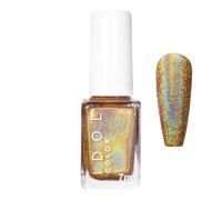Holographic Nail Polish, Glitter Gold Nail Polish, Quick Dry Nail Varnish No Lamp Cure, Long Lasting Shimmer Metallic Iridescent Nail Gel for Nail Art (Gold)