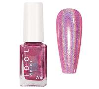 Holographic Nail Polish - Pink Glitter Nail Varnish - Magic Rainbow Effect Nail Varnish - Quick Dry Long Lasting Glitter Chrome Nails Polish High Glossy Shiny Regular No Needed UV Cured